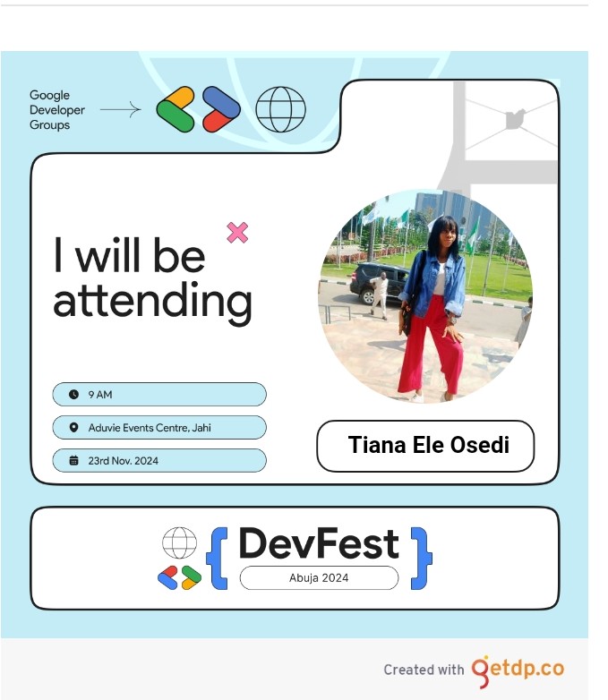 OsediTiana's tweet image. Join us at DevFest Abuja on November 23rd, 9 AM at Aduvie Event Center in Jahi! 🚀 
Learn, network, and grow with top tech minds. Don&apos;t miss out on workshops, career insights, and exciting giveaway. 
@gdgabuja.
 #devfestabuja2024
#innovations 
#devel