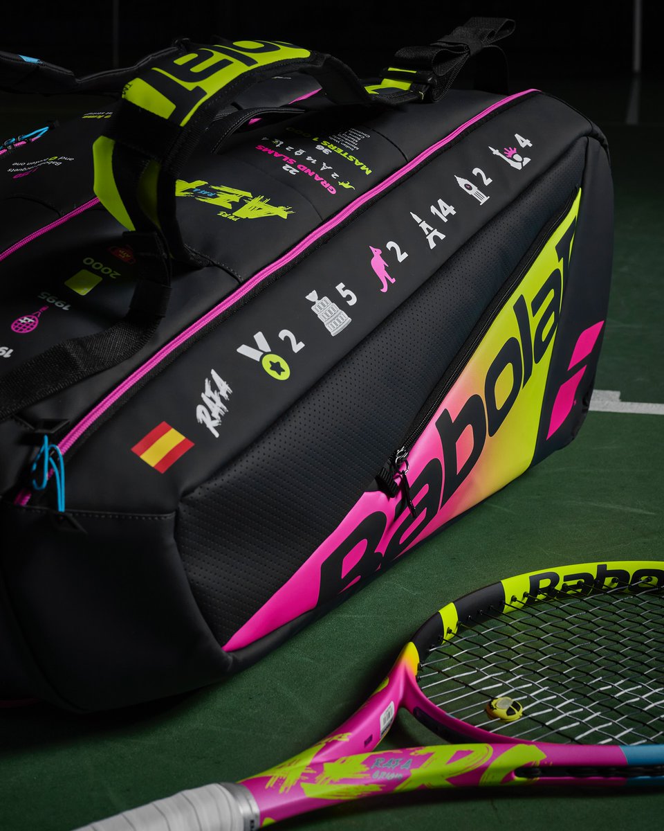 Babolat unveils custom Rafael Nadal bag featuring his career achievements 💫

2x Olympic Gold
5x Davis Cup
2x Australian Open
14x Roland-Garros
2x Wimbledon
4x US Open