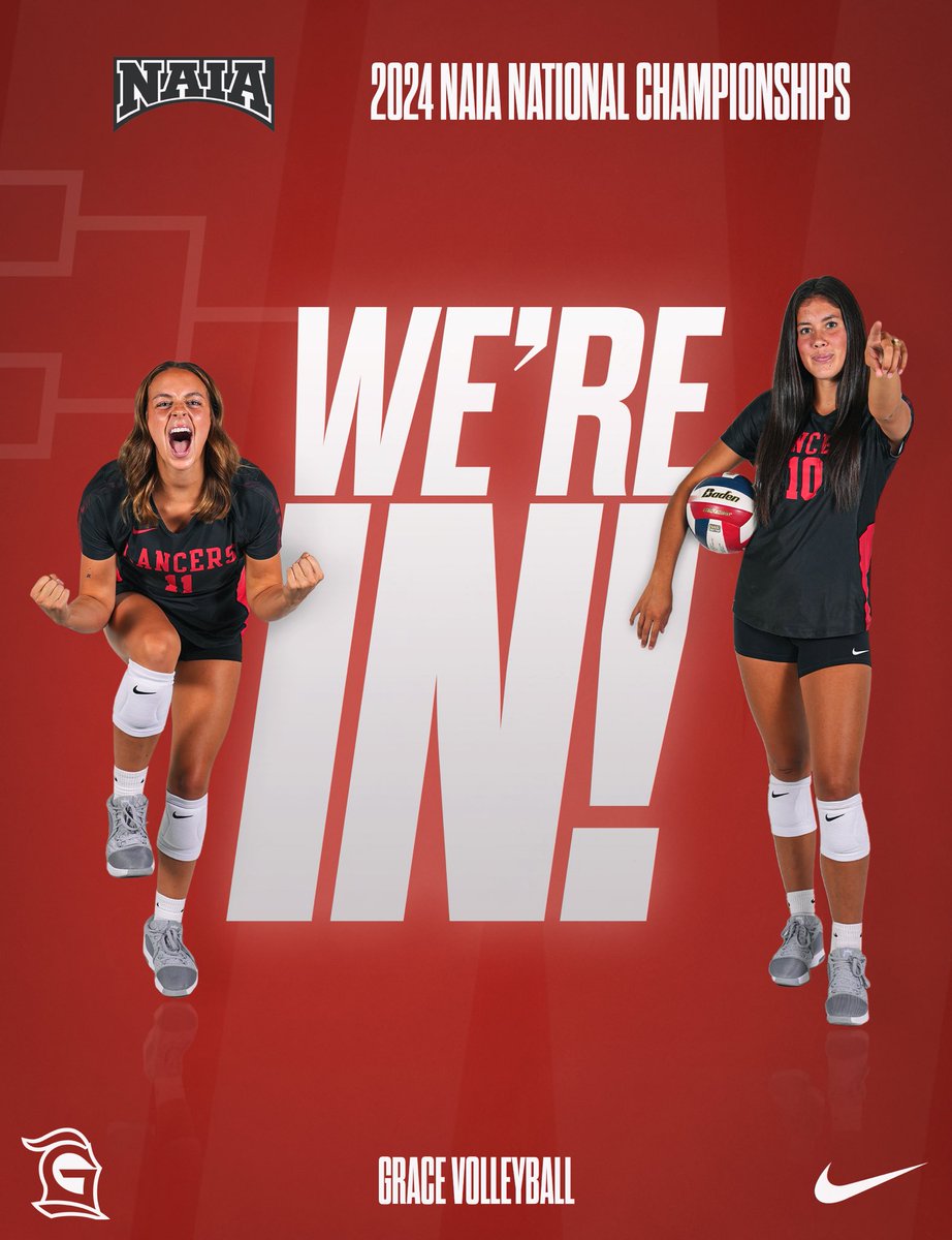 Grace Athletics (@gracelancers) on Twitter photo NAIA BOUND!! ๐ช๐๐
For the first time in 23 years, <a href="/GCVB_Lancers/">Grace Volleyball</a> is in the NAIA Championships!!
Grace will host Missouri Baptist this Saturday in the NAIA Opening Round!
#LancerUp NAIA BOUND!! ๐ช๐๐
For the first time in 23 years, <a href="/GCVB_Lancers/">Grace Volleyball</a> is in the NAIA Championships!!
Grace will host Missouri Baptist this Saturday in the NAIA Opening Round!
#LancerUp