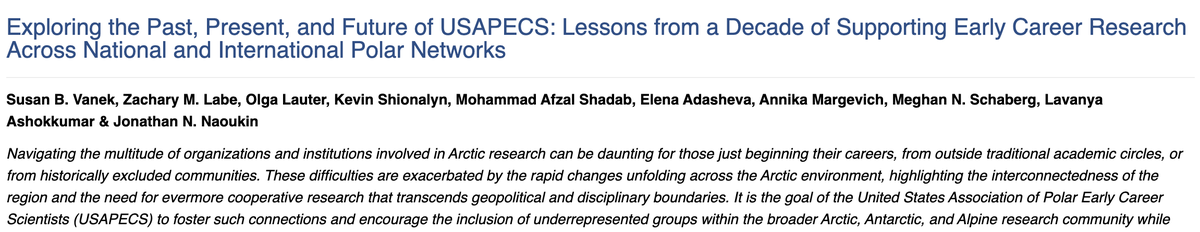 Zack Labe (@zlabe) on Twitter photo Excited to share our new publication today in <a href="/ArcticYearbook/">Arctic Yearbook</a>: arcticyearbook.com/arctic-yearboo…
This work focuses on the importance of building and sustaining early career networks in the polar science community through the lens of our experiences at <a href="/US_APECS/">US Association of Polar Early Career Scientists</a> (we are now on <a href="/bluesky/">bluesky</a>). Excited to share our new publication today in <a href="/ArcticYearbook/">Arctic Yearbook</a>: arcticyearbook.com/arctic-yearboo…
This work focuses on the importance of building and sustaining early career networks in the polar science community through the lens of our experiences at <a href="/US_APECS/">US Association of Polar Early Career Scientists</a> (we are now on <a href="/bluesky/">bluesky</a>).