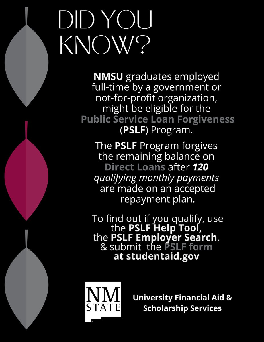NMSU Financial Aid & Scholarship Services (@nmsufinaid) on Twitter photo "Public service must be more than doing a job efficiently and honestly. It must be a complete dedication to the people and to the nation." 
Margaret Chase Smith
Learn more about the Public Service Loan Forgiveness program at:
studentaid.gov/manage-loans/f… "Public service must be more than doing a job efficiently and honestly. It must be a complete dedication to the people and to the nation." 
Margaret Chase Smith
Learn more about the Public Service Loan Forgiveness program at:
studentaid.gov/manage-loans/f…