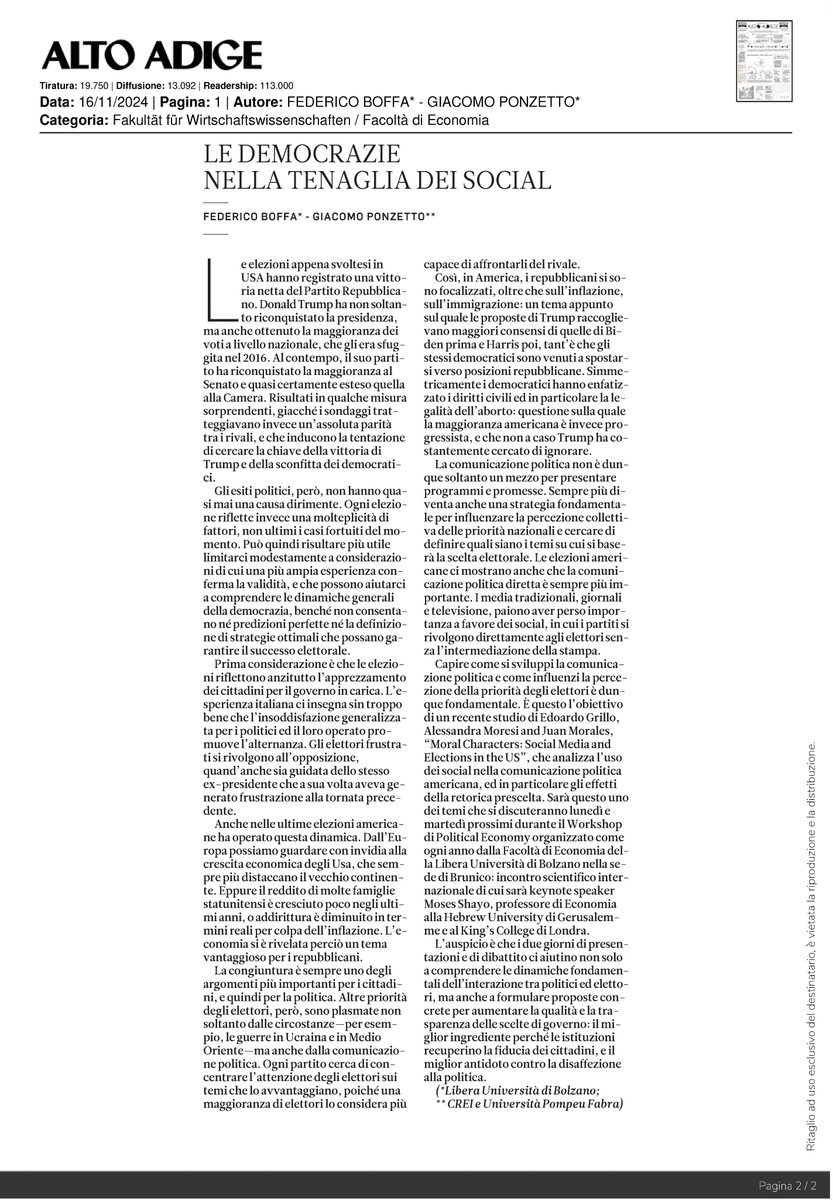 Federico Boffa (@federico_boffa) on Twitter photo #Democrazia, #comunicazionepolitica e #socialmedia. Articolo di Giacomo Ponzetto e mio su <a href="/alto_adige/">AltoAdige quotidiano</a> @unibz_news <a href="/AlessandraMores/">Alessandra Moresi</a> <a href="/juansemorales/">J</a> #Democrazia, #comunicazionepolitica e #socialmedia. Articolo di Giacomo Ponzetto e mio su <a href="/alto_adige/">AltoAdige quotidiano</a> @unibz_news <a href="/AlessandraMores/">Alessandra Moresi</a> <a href="/juansemorales/">J</a>