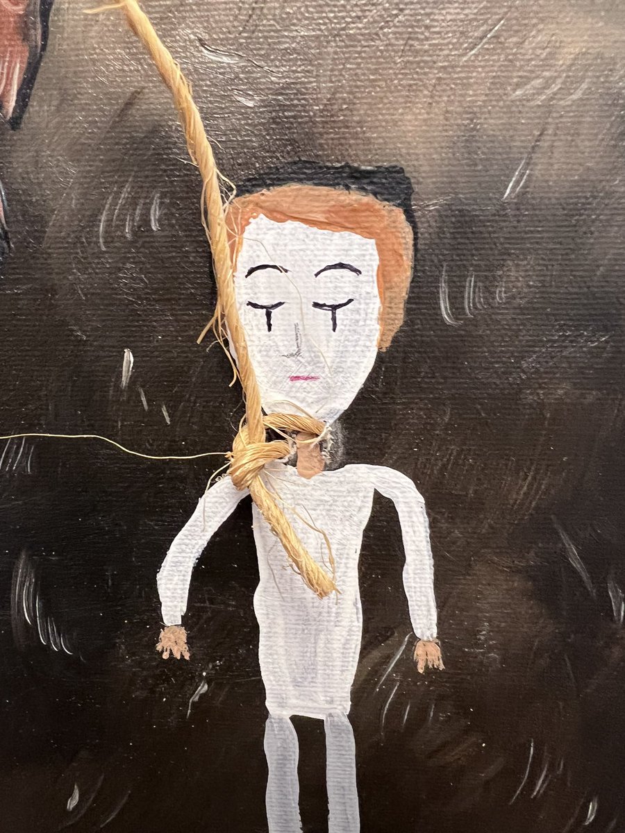BillyTheMime's tweet photo. Lynn Freer Turner Billy  “Big Cock &amp; Little Mime” 16” x 20” Oil, acrylic, twine on canvas.  eBay https://t.co/DCPqaacIkS #outsiderart https://t.co/VU1c4a7nlo