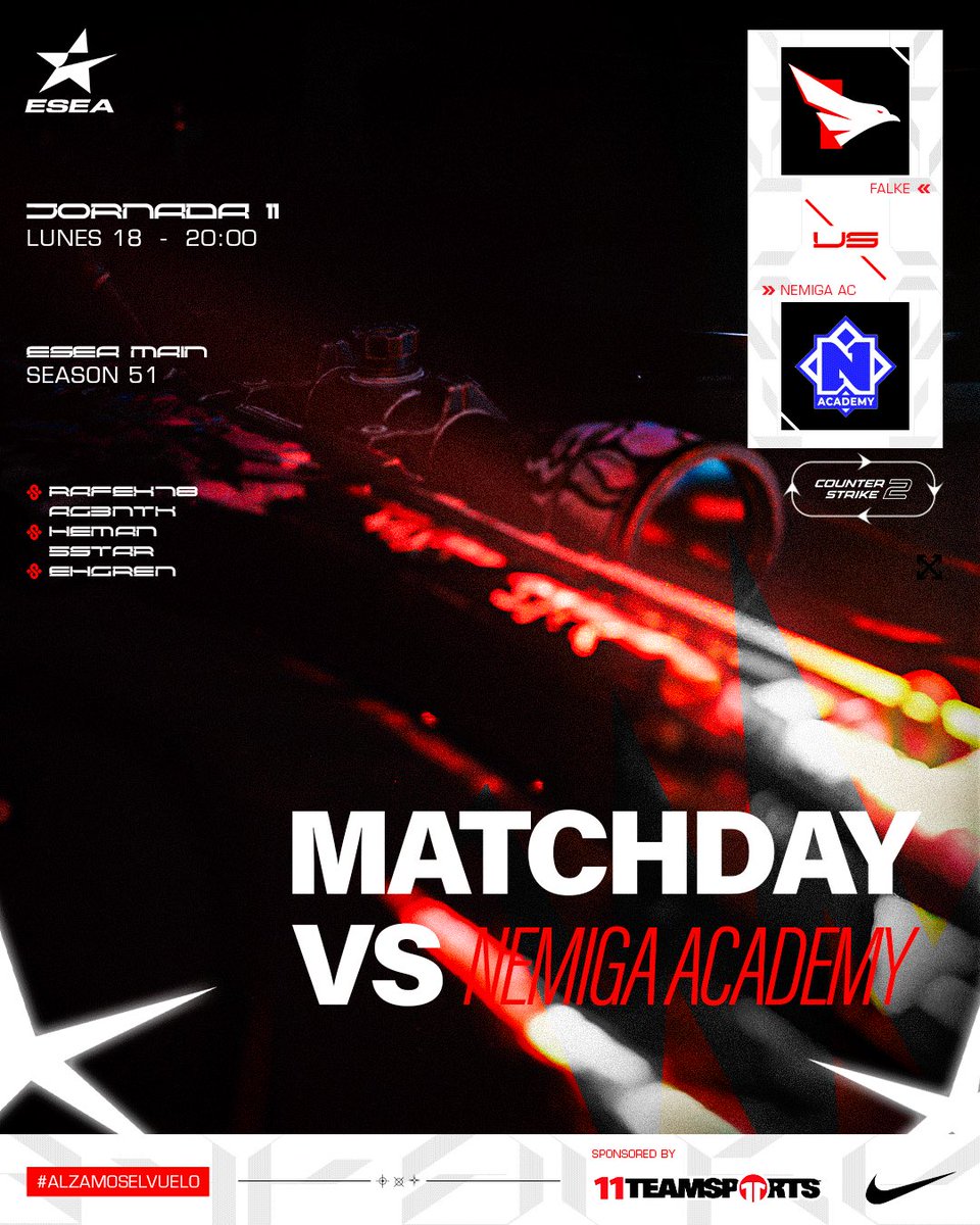 FALKE_EC's tweet image. Hoy tenemos una jornada importante y encima en directo, hora de coronarse. 

🏆 @ESEA 
📆 Jornada 11
🕢 20:00 
🆚 @nemigagg AC
📺 Twitch.tv/belizon92

#AlzamosElVuelo • #FalkeCS2