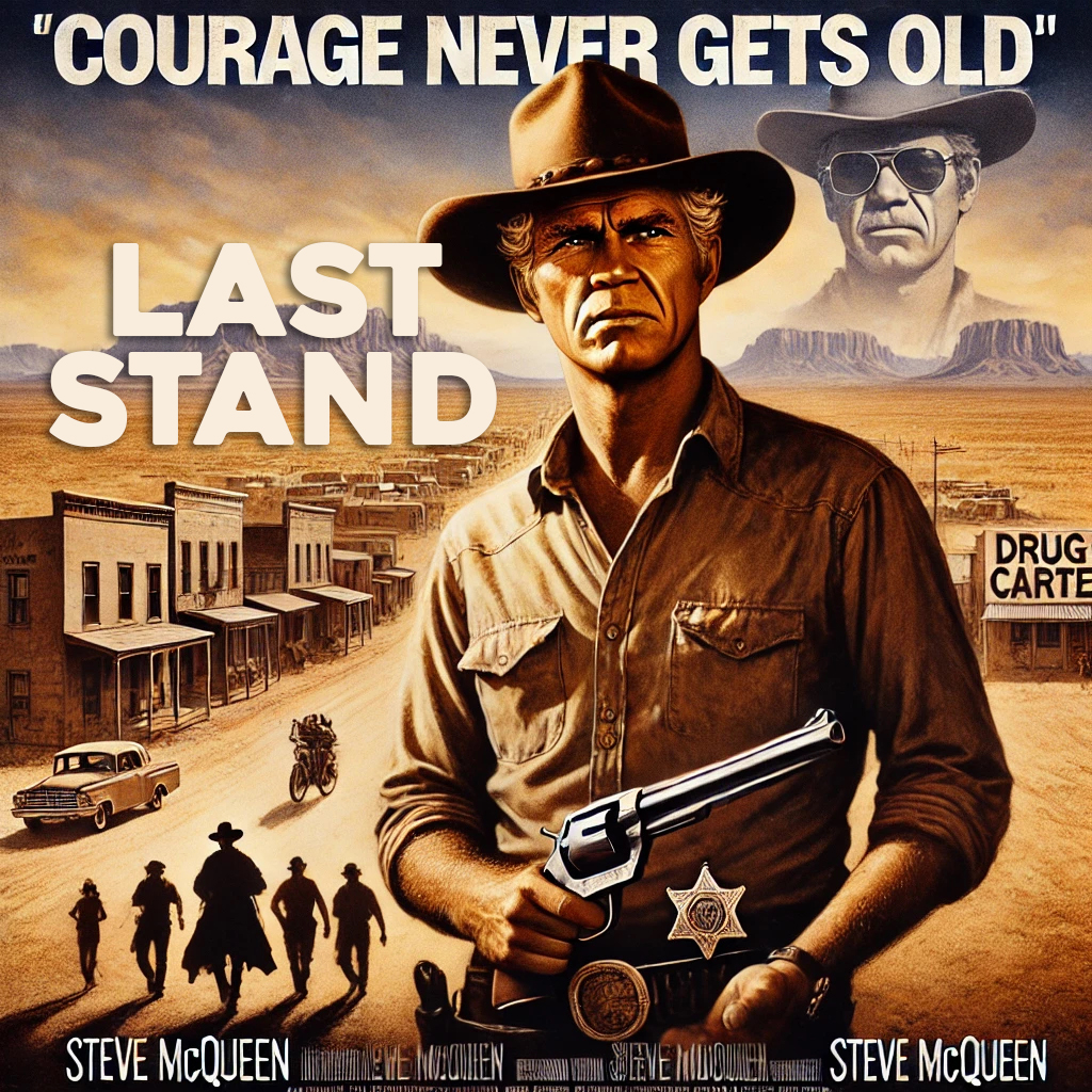 ▶️ tinyurl.com/ArtificialMcQu… ChatGPT film LAST STAND, 1987: In this modern western, McQueen plays an aging sheriff on the Texas-Mexico border who must rally locals to fight a violent drug cartel #SteveMcQueen