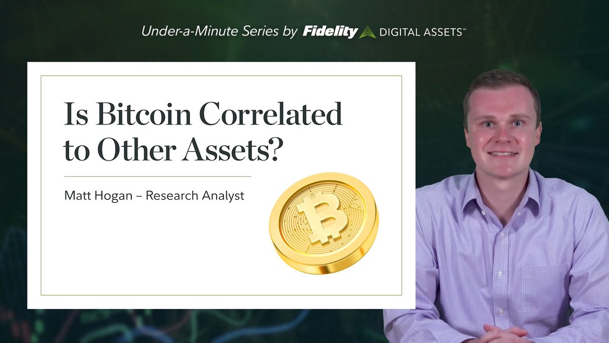 DigitalAssets's tweet image. Is #bitcoin correlated to other assets? Watch as Research Analyst Matt Hogan explores the asset’s comparative volatility—and its potential for higher risk-adjusted returns—in our new Under-a-Minute episode:  go.fidelity.com/x9bgd4

#FidelityDigitalAssets