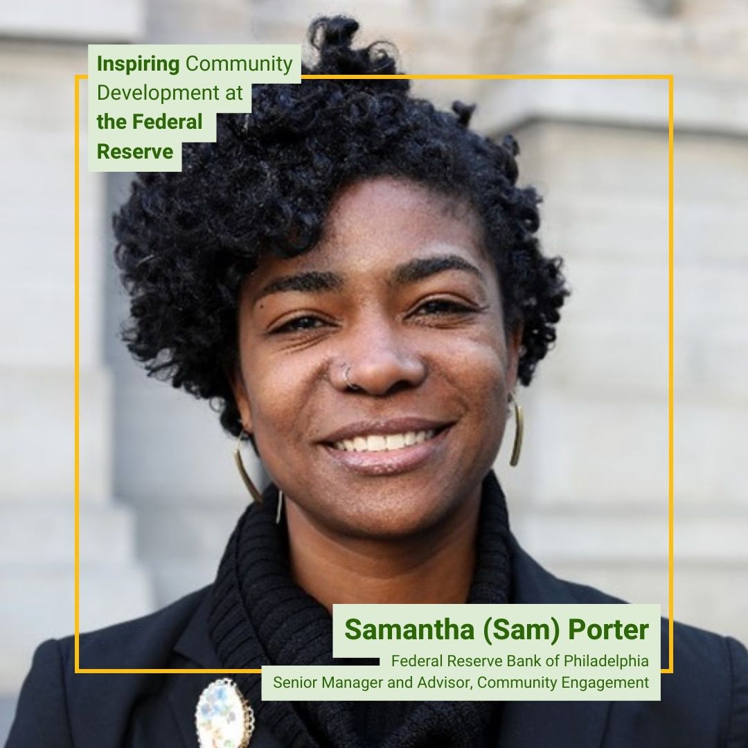Explore our newest #Inspire profile on Sam Porter, senior manager and advisor for community engagement at the <a href="/philadelphiafed/">Philadelphia Fed</a>. Find out how she unites applied research and outreach to foster community development in the Fed's third district. fedcommunities.org/stories/inspir…
