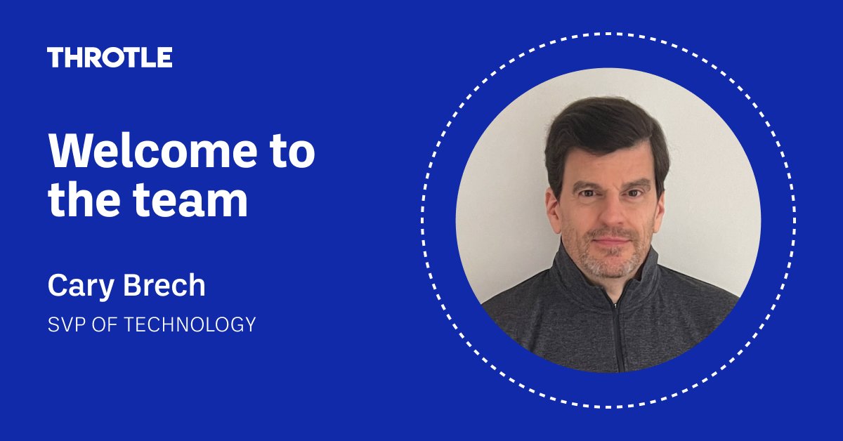 throtle_io's tweet photo. We are excited to welcome our newest Throtle team member, Cary Brech, as our new Senior Vice President of Technology. Welcome to the team Cary! https://t.co/iJStZyWO07
