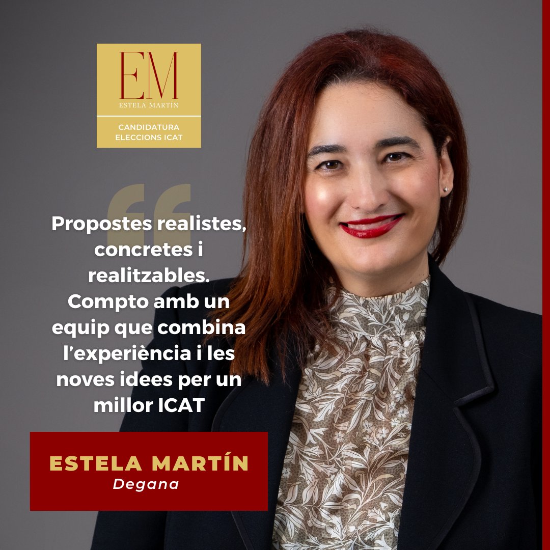 Estela2020C's tweet photo. 👉 "Propostes realistes, concretes i realitzables. Compto amb un equip que combina l’experiència i les noves idees per un millor ICAT"

🔴 ESTELA MARTÍN URBANO - Degana

❤️ Treballem per l'Advocacia, treballem per tu

#CandidaturaEstelaMartin2024 #Tarragona #Advocades #Advocats https://t.co/yzTnVqiuRo