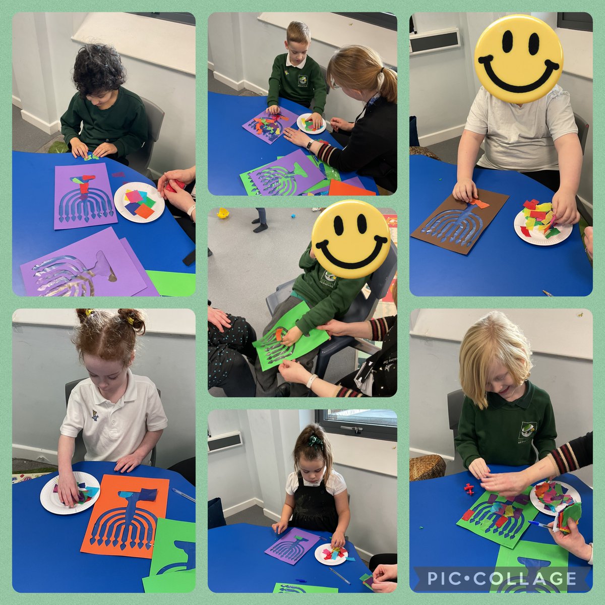 In creative art, #Magpie class have decorated a Menorah.