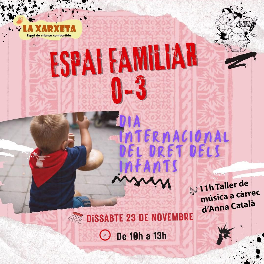 📢 El 23 de novembre sortim al carrer per defensar els drets dels infants: jugar, habitatge i transició ecosocial!
🧨🪇 A l’Espai Familiar del Petit Polvorí, infants de 0 a 3 anys podran gaudir del joc lliure.📍 Plaça St. Corneli, de 10 a 13 h, amb taller de música a les 11 h 🎶!