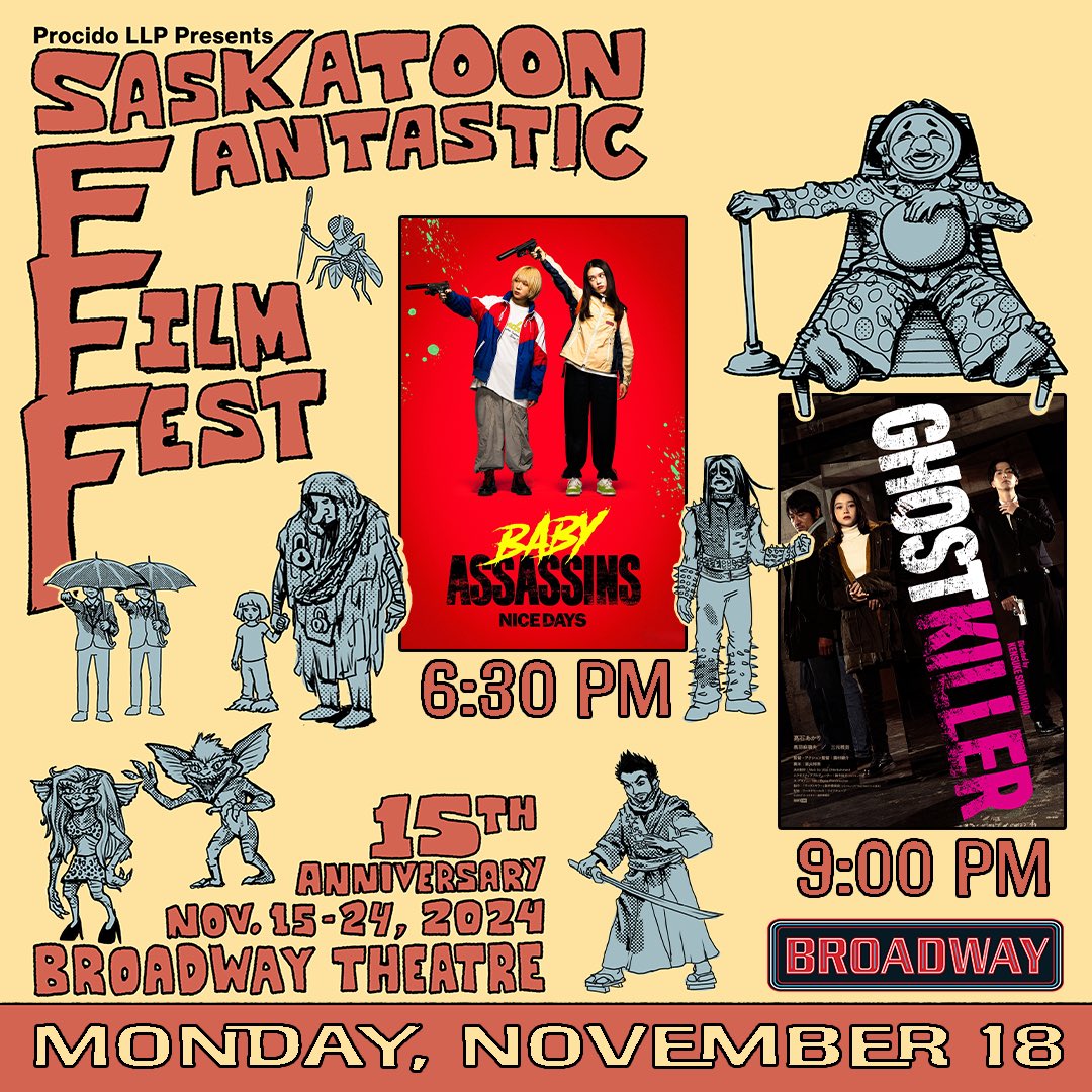 This weekend was an absolute blast. What a tremendous start to the festival. 
Let’s keep it going:
6:30: Baby Assassins: Nice Days
9: Ghost Killer
More info at skfilmfest.com
See you at <a href="/bwaytheatre/">Broadway Theatre</a>