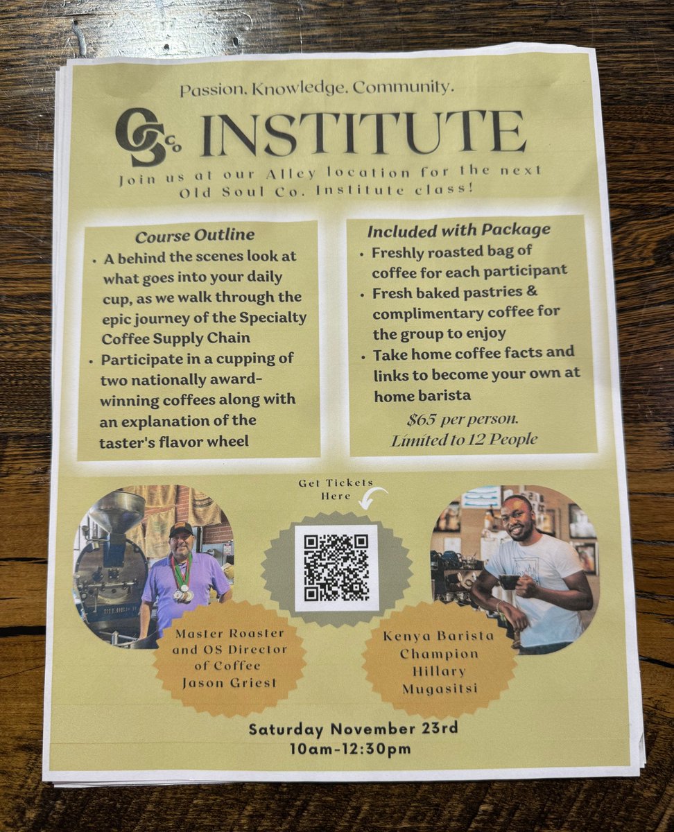 ☕️ Join us for an exclusive coffee experience at the Old Soul Co. Institute! 🌟