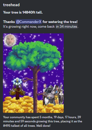 Finally reached Top 500 (at growing a tree) Shoutout the discord