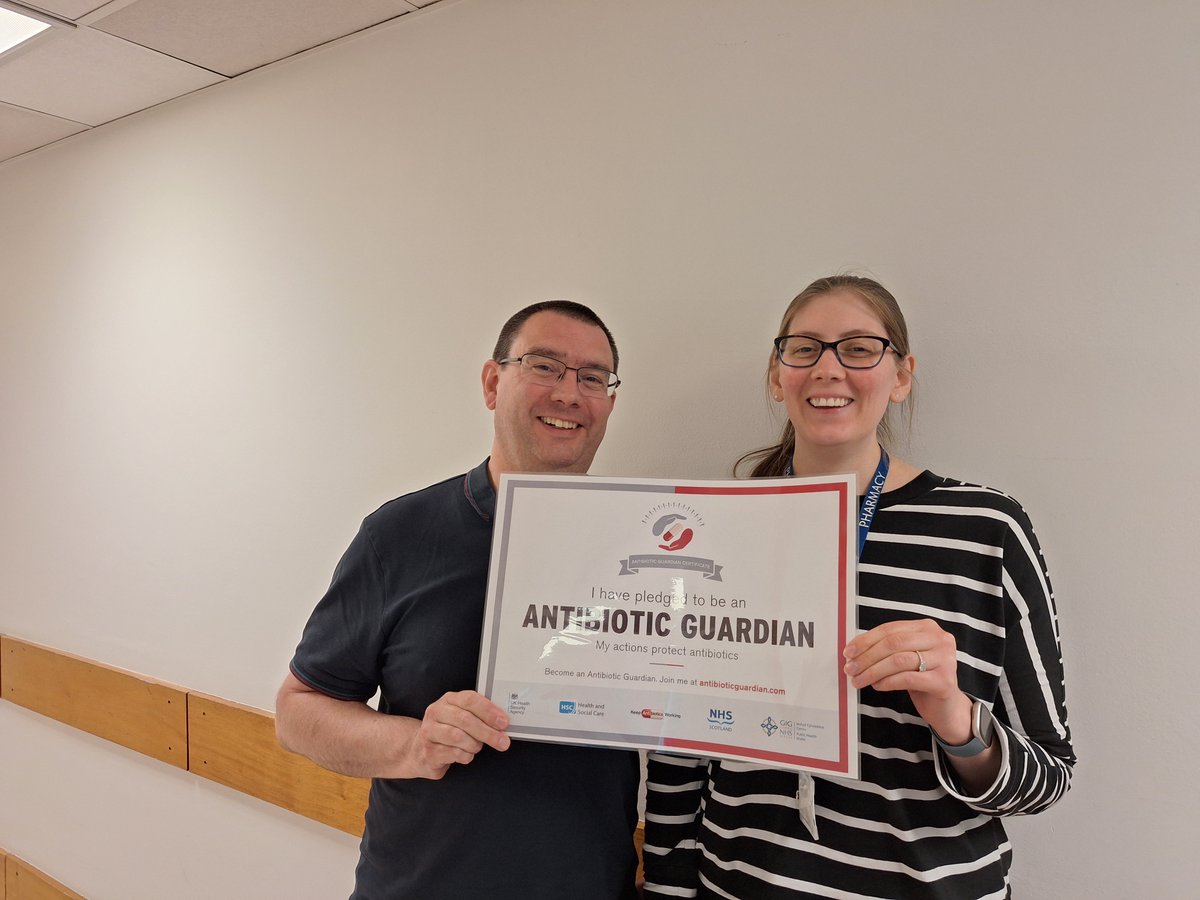 NHSGPharmacy's tweet photo. Mark and Rebecca, pharmacists @NHSGrampian, have pledged to be antibiotic guardians #AntibioticGuardian #KeepAntibioticsWorking #WAAW #ConfrontingAMR https://t.co/O26u213hji