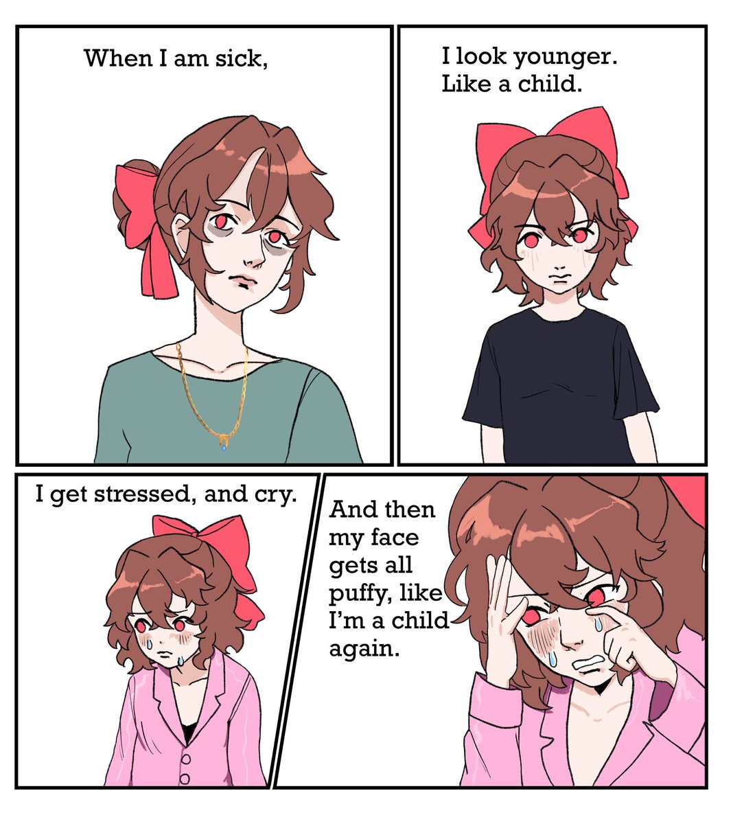 QQ_Tiny's tweet image. Struggling to keep up — short comic about illness and work (1/4)