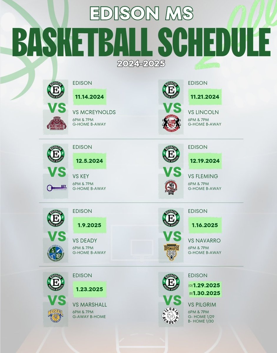 Edison MS Ranger Athletics (@edisonms_sports) on Twitter photo The schedule is out. Join us for our 2024-2025 Basketball Season <a href="/edison_school/">Edison Middle School</a> <a href="/MrGuzmanHISD/">Johnatan Guzman</a> <a href="/maiyamoore26/">Mrs. Moore</a> <a href="/donawhi/">Donna Dickson-White</a> <a href="/MsDMartinez17/">Diveanne Martinez</a> The schedule is out. Join us for our 2024-2025 Basketball Season <a href="/edison_school/">Edison Middle School</a> <a href="/MrGuzmanHISD/">Johnatan Guzman</a> <a href="/maiyamoore26/">Mrs. Moore</a> <a href="/donawhi/">Donna Dickson-White</a> <a href="/MsDMartinez17/">Diveanne Martinez</a>