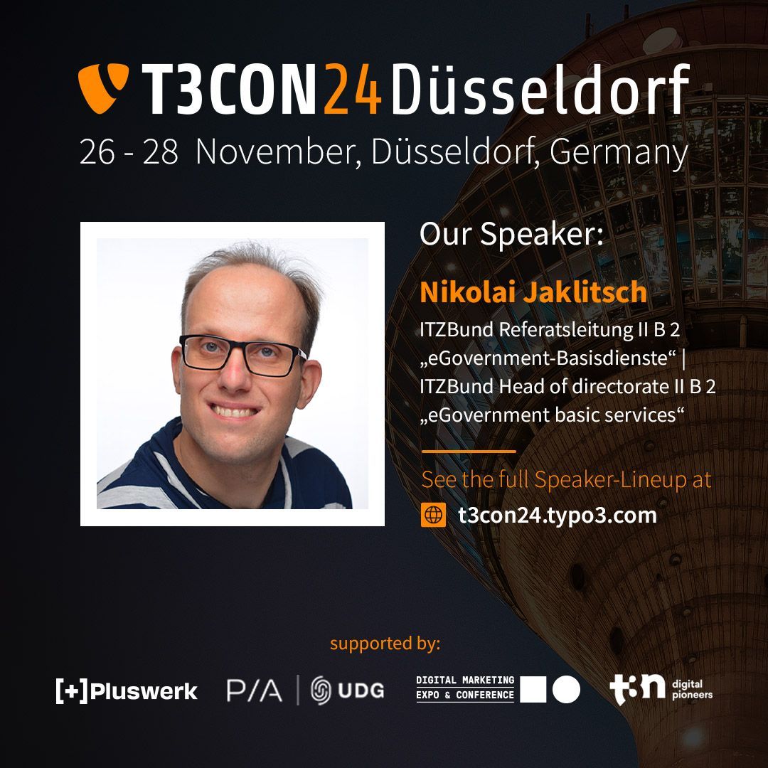 typo3's tweet image. ✨ Exklusiv auf der #T3CON24: Panel rund um den Government Site Builder #GSB11, dem #CMS der Bundesverwaltung auf #TYPO3-Basis. Es diskutieren Teilnehmende des Bundesministerium des Innern & ITZ Bund.
👉 buff.ly/4eANekV
ℹ️ Kostenfrei für Tag 1 der #T3CON registrieren!