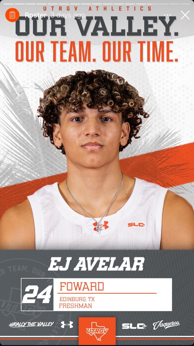 Edinburgcisd's tweet image. Alumni Spotlight:

Congratulations Robert Vela High School alumni EJ Avelar who is representing the RGV on the UTRGV Vaqueros Men&apos;s Basketball roster! #AlumniSpotlight