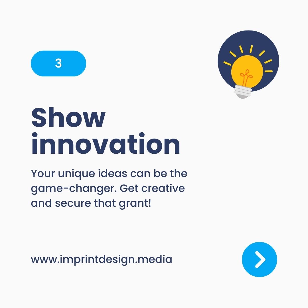 imprintdesign_'s tweet image. Want to lock in that start-up grant? We've got the top 3 tips to boost your chances! Swipe through and get ready to secure your funding like a pro.💡 

For more expert advice, read our full guide 👉🏻 bit.ly/4h0JwDr

#GrantTips #FundingSuccess #StartUpSmart
