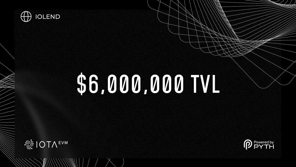 🚨$6M TVL🚨

We’re excited to share that ioLend has surpassed $6M in TVL on the <a href="/iota/">IOTA</a> EVM! 

Over the past week, $IOTA has shown impressive performance.
As part of our recent updates, the addition of a $USDC market has provided users with highly competitive yield opportunities!