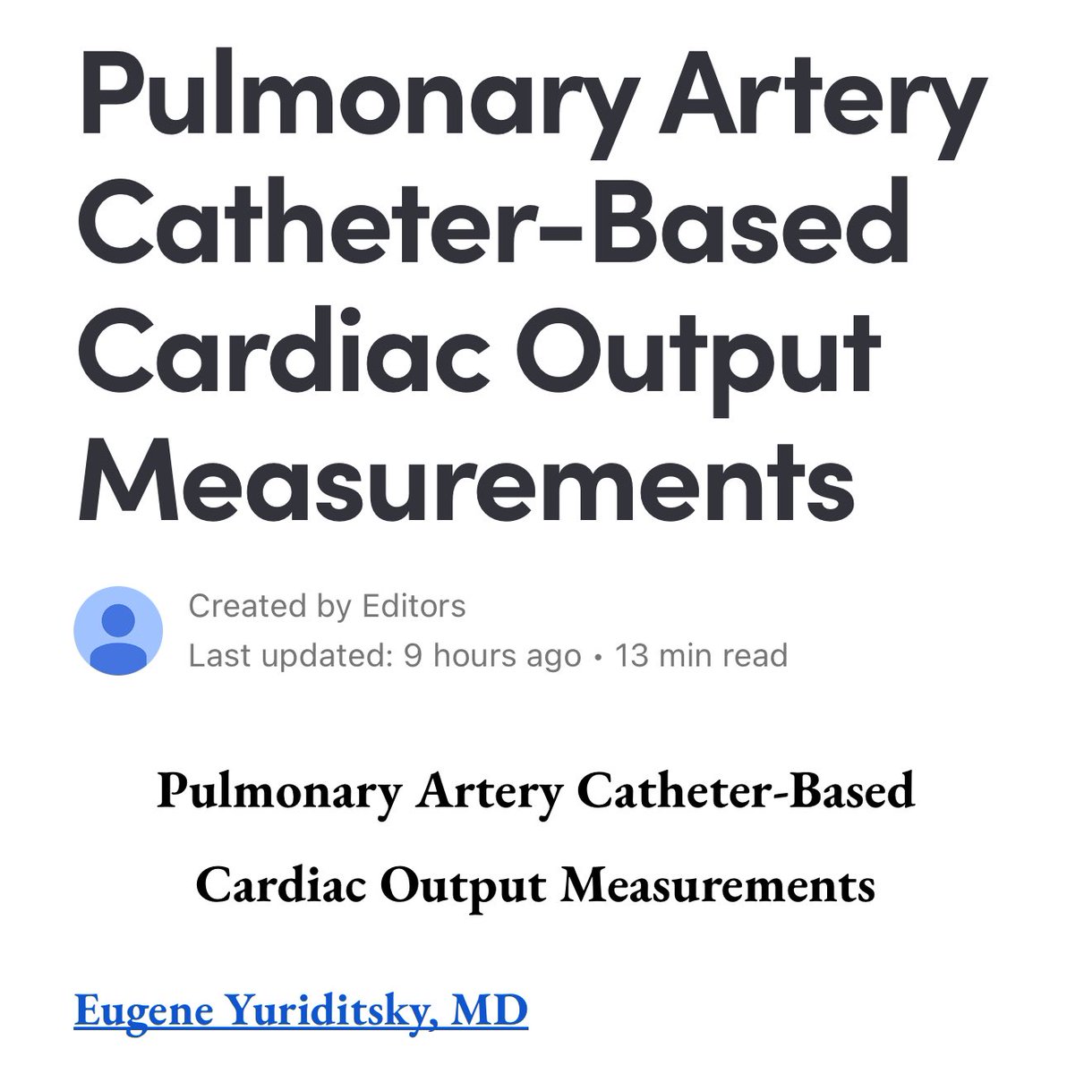 Matt Siuba (@msiuba) on Twitter photo First chapter on PAC cardiac output is out and looks fantastic. Peer-reviewed. Authored by <a href="/CardsNYC/">Eugene Yuriditsky</a> First chapter on PAC cardiac output is out and looks fantastic. Peer-reviewed. Authored by <a href="/CardsNYC/">Eugene Yuriditsky</a>