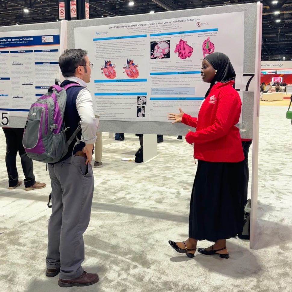 JolleyLab's tweet image. Congratulations to @American_Heart SURE undergraduate fellow Assiata Kamagate on her wonderful poster at @AHAScience. Keep an eye out for more from Assiata and our intrepid imaging and cath teams soon. @PennCVI @CHOP_Research @mjgillespie1 @obyrne_md @DanishVaiyani