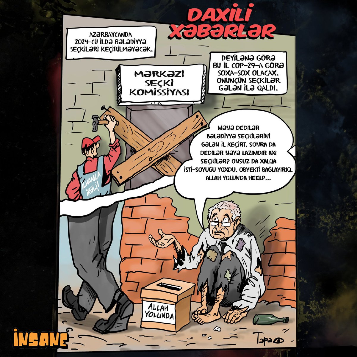 "Vətəndaş yaxınlığı, zamanın tələbi" hesab olunan bələdiyyələrə seçkillər nəyə lazımdır axı, ay Məzi?

#insane #insanejurnal #comics #cop29azerbaijan #İndiMəziVaxtıdır #seçki2024 #help