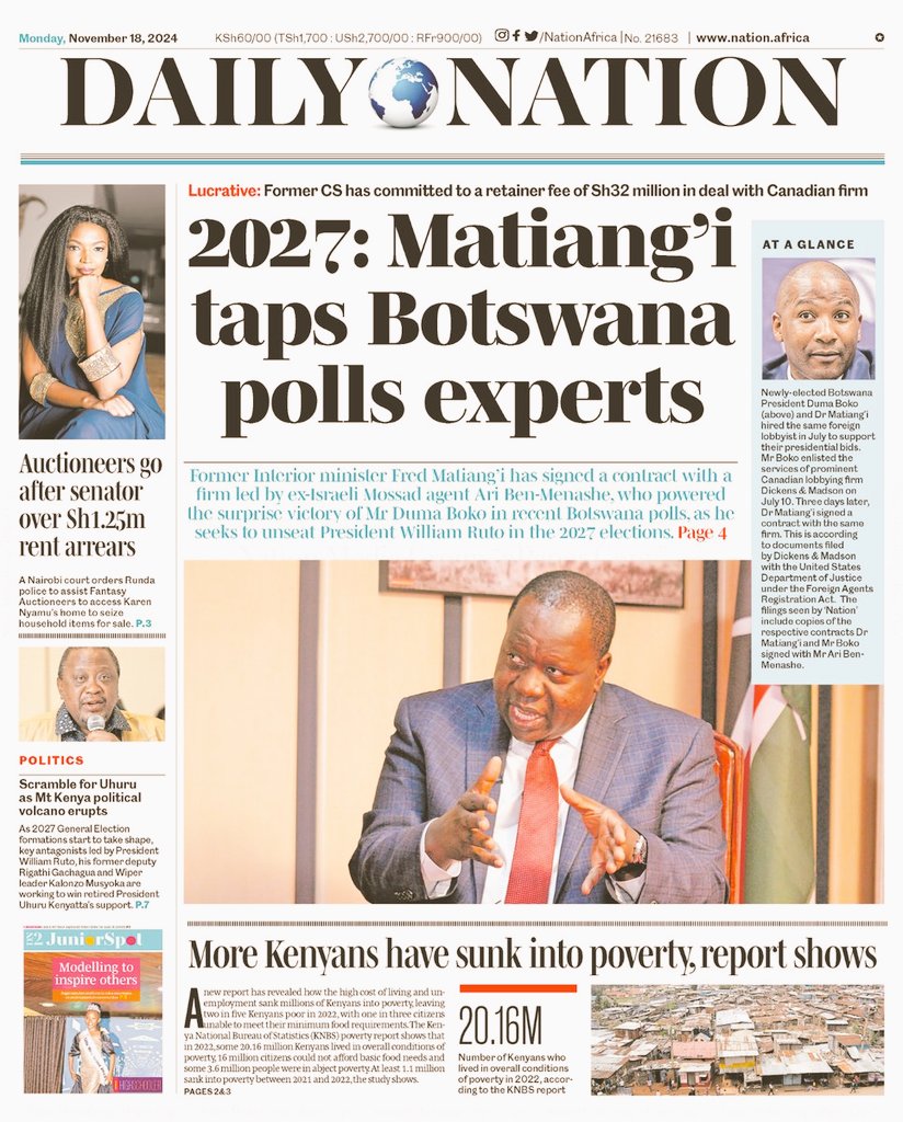Dr Fred Matiang'i is now firmly in the public's zeitgeist as a possible future head of state. He's the first Kisii since the late Simeon Nyachae with clear a shot 🎯 👏 <a href="/NationAfrica/">Daily Nation</a> <a href="/4thPresidentKE/">Office of the 4th President of Kenya.</a>