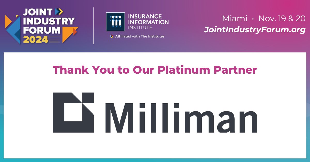 iiiorg's tweet image. Thank you @millimaninsight for being a platinum sponsor of the Joint Industry Forum (JIF). We appreciate your partnership and are proud to feature Heather Kanzlemar at JIF.

For more info on JIF and our sponsors: bit.ly/4dLBwEA

#JIF2024