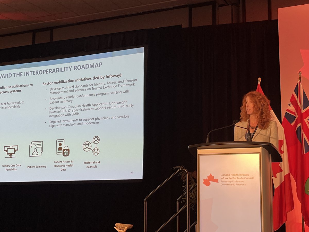 Great to hear ADM Voisin talk about about Health Canada’s commitment to the interoperability roadmap. “Sharing a PDF is not digital health” 👏👏👏 #thinkdigitalhealth