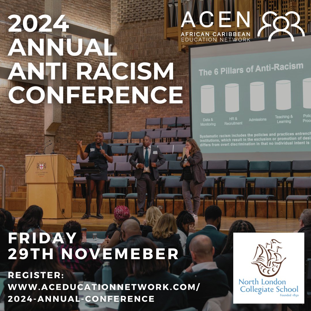 Registration is now open for the fourth ACEN annual anti-racism conference.

🗓 Friday 29th November
📍 North London Collegiate School
⏰ Staff 09:30-16:15

More information and registration: aceducationnetwork.com/2024-annual-co…