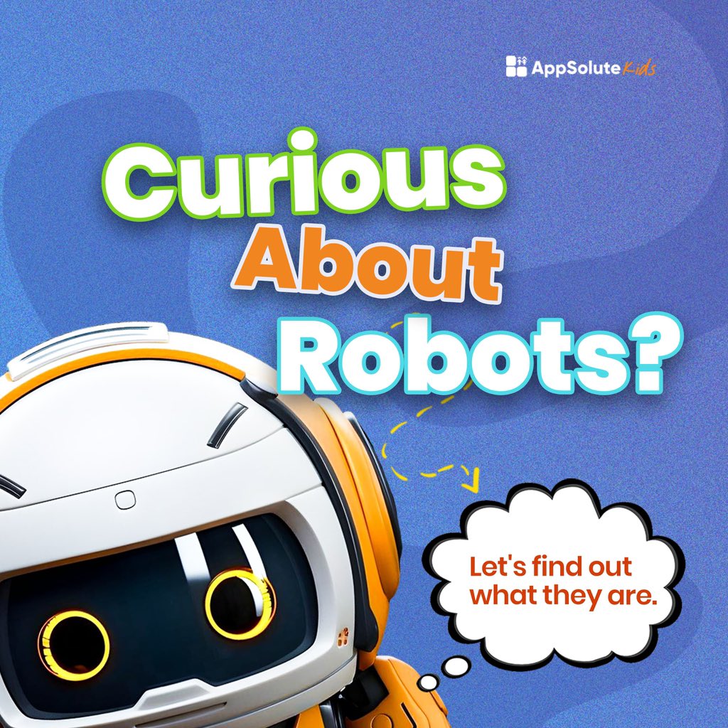 Appsolute_Kids's tweet image. Robots are changing the world. They help us do incredible things. If you could create a robot,What type would it be?

#tech4kids #children #kids #explore #cute #parenting