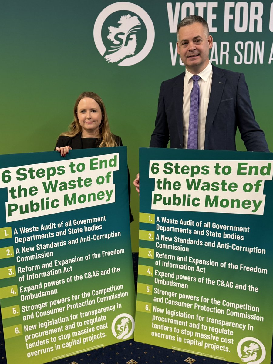 Sinn Féin has a plan to end the waste of public money. 

On Nov 29th vote to change the Government. Vótáil Sinn Féin.