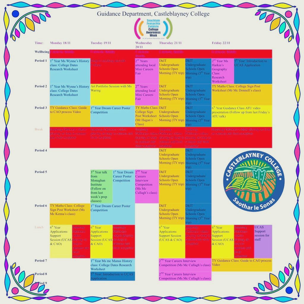CastleblayneyCollege (@cblayneycollege) on Twitter photo It’s #CareersWeek & #CBCGuidance have been busy planning for a week of prepared talks, trips and teachers detailing career pathways & progression .. #CAW2024 <a href="/CavMonETB/">Cavan and Monaghan Education and Training Board</a> <a href="/CollegeAware/">College Awareness Week (CAW)</a> <a href="/CareersPortal/">CareersPortal</a> It’s #CareersWeek & #CBCGuidance have been busy planning for a week of prepared talks, trips and teachers detailing career pathways & progression .. #CAW2024 <a href="/CavMonETB/">Cavan and Monaghan Education and Training Board</a> <a href="/CollegeAware/">College Awareness Week (CAW)</a> <a href="/CareersPortal/">CareersPortal</a>