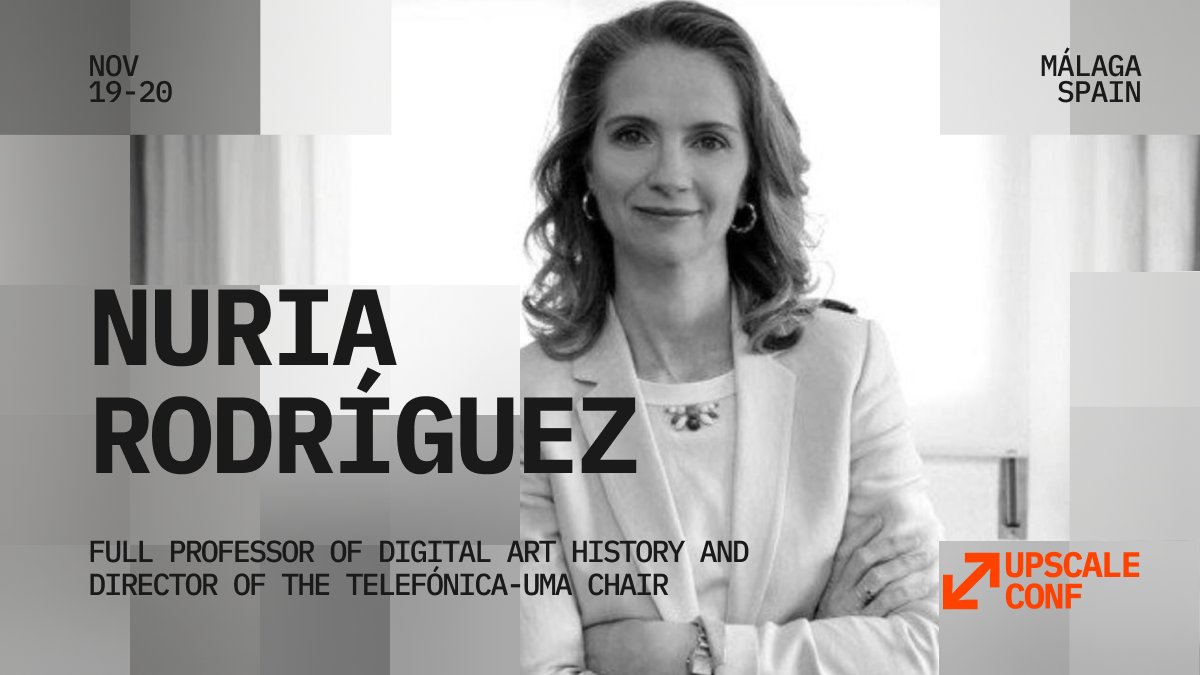 Upscale Conf (@upscaleconf) on Twitter photo 🖌🖥 What happens when art meets algorithms? Ask <a href="/TelefonicaUMA/">TelefónicaUMA</a> Director and Professor Nuria Rodríguez (<a href="/airun72/">Nuria Rodríguez-Ortega</a>)—she’s shaping the answer and joining #UpscaleConf to let us know!
Catch her moderating the AI and Art panel this Nov. 19 in Málaga. 🖌🖥 What happens when art meets algorithms? Ask <a href="/TelefonicaUMA/">TelefónicaUMA</a> Director and Professor Nuria Rodríguez (<a href="/airun72/">Nuria Rodríguez-Ortega</a>)—she’s shaping the answer and joining #UpscaleConf to let us know!
Catch her moderating the AI and Art panel this Nov. 19 in Málaga.