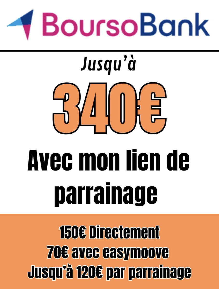 emilie_341's tweet photo. 340€ gratuit avec Boursobank avec mon code de parrainage ou mon lien: https://t.co/bUXQiwtB80. https://t.co/8eBSK2UIrr