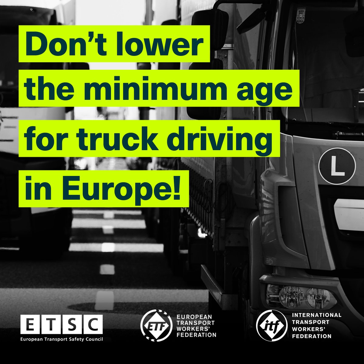 🚚 #Petition: What the truck?!

The current recommended minimum age to drive a truck in the EU is 21. The EU now wants to allow 17-year-olds to start accompanied driving.

Let’s focus on better pay &amp; conditions for experienced drivers instead of pushing teens into this