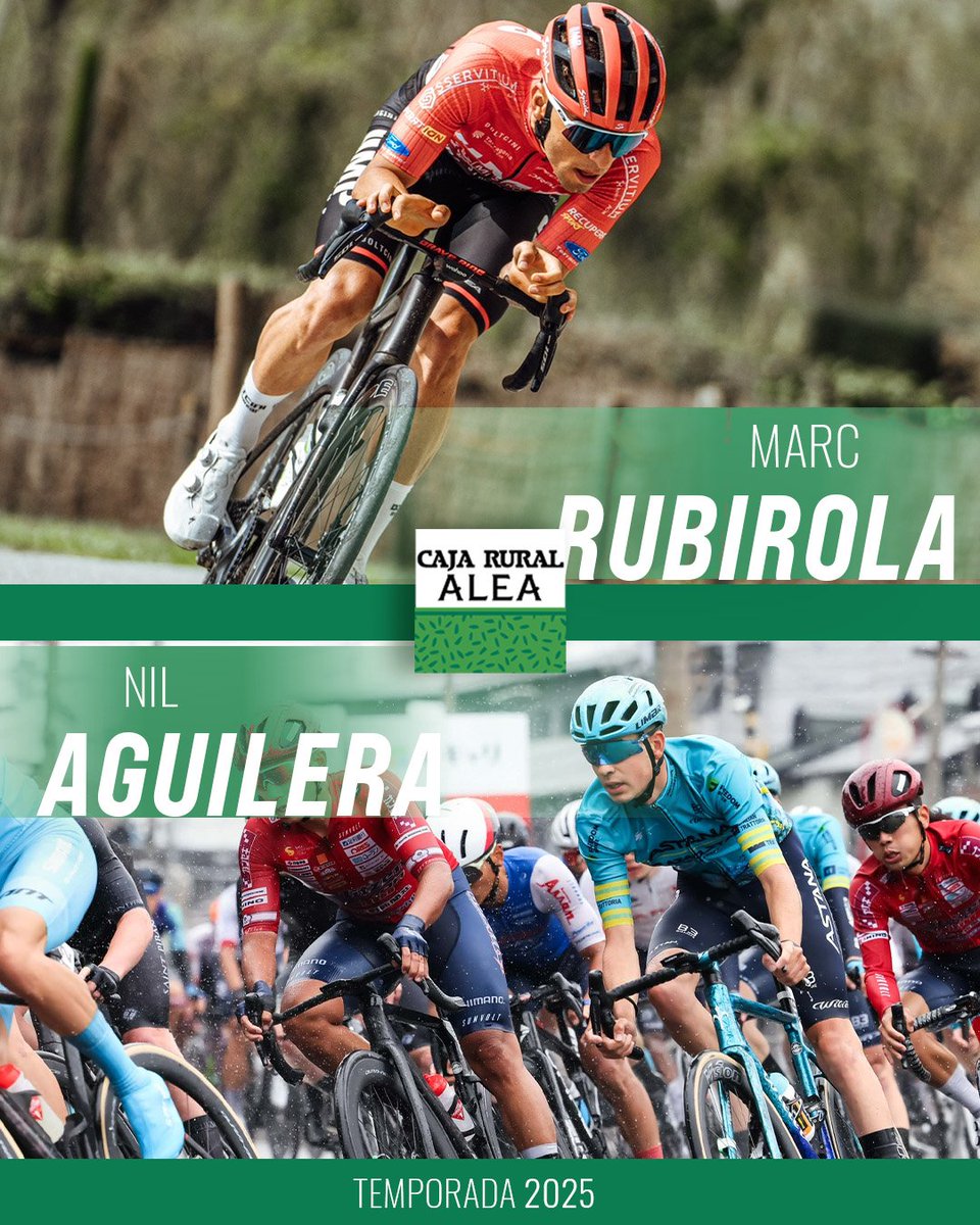 ✍️ Desde Cataluña llegan los dos nuevos refuerzos de Filial Caja Rural-Alea, ambos tras dos temporadas como sub 23 aunque siguiendo caminos muy diferentes. Nil Aguilera y Marc Rubirola vestirán de verde la próxima campaña.

📝 Conóceles: bit.ly/40RyoTG

#SúmateAlVerde 💚