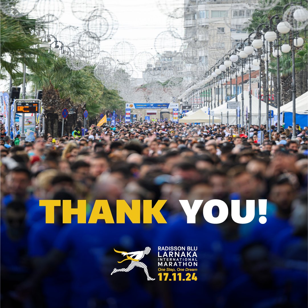 The 7th Radisson Blu Larnaka International Marathon has officially wrapped, and we loved every second of it!

To our runners, volunteers, sponsors, and local community – a big THANK YOU for making the 7th Radisson Blu Larnaka International Marathon the most epic one yet!