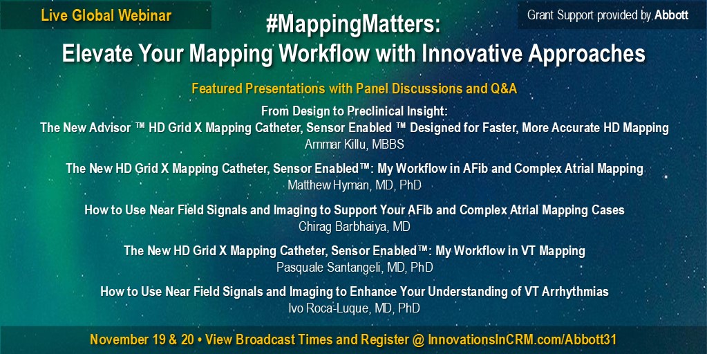 JICRM (@jicrm) on Twitter photo #epeeps Join the live webinar #MappingMatters: Elevate Your Mapping Workflow with Innovative Approaches with <a href="/Davilandre/">Andre d’Avila</a> <a href="/LarryChinitz/">LARRY CHINITZ</a> <a href="/Dr_Santangeli/">Pasquale Santangeli</a> <a href="/akillumd/">Ammar Killu</a> <a href="/DrMatthewHyman/">Matthew Hyman</a> <a href="/CRB_EP/">Chirag Barbhaiya</a> <a href="/ivroca/">Ivo Roca, FEHRA, FESC</a> Broadcast times & registration @ innovationsincrm.com/abbott31 <a href="/AbbottGlobal/">Abbott</a> #epeeps Join the live webinar #MappingMatters: Elevate Your Mapping Workflow with Innovative Approaches with <a href="/Davilandre/">Andre d’Avila</a> <a href="/LarryChinitz/">LARRY CHINITZ</a> <a href="/Dr_Santangeli/">Pasquale Santangeli</a> <a href="/akillumd/">Ammar Killu</a> <a href="/DrMatthewHyman/">Matthew Hyman</a> <a href="/CRB_EP/">Chirag Barbhaiya</a> <a href="/ivroca/">Ivo Roca, FEHRA, FESC</a> Broadcast times & registration @ innovationsincrm.com/abbott31 <a href="/AbbottGlobal/">Abbott</a>