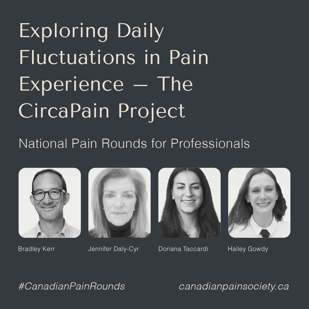 CanadianPain's tweet photo. ⏰ Join us on November 29th for National Pain Rounds!

💬 Exploring Daily Fluctuations in Pain Experience – The CircaPain Project

⨠ Register for FREE at https://t.co/34ZchzfroB

⁠#canadianpainrounds #CanadianPainSociety #canadianpain #paincanada #chronicpain #douleurchronique https://t.co/rucALiV8Gw