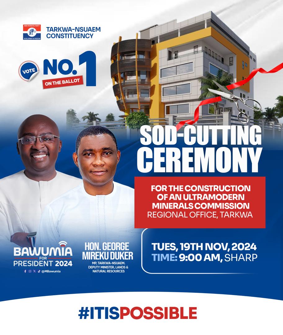 HonDuker's tweet image. #SOD CUTTING FOR THE CONSTRUCTION OF ULTRA MODERN  REGIONAL OFFICE FOR #MINERALS COMMISSION - TARKWA. 

#MINCOM
#TARKWA
#REGIONALOFFICE
#GMD2024 
#DMB2024