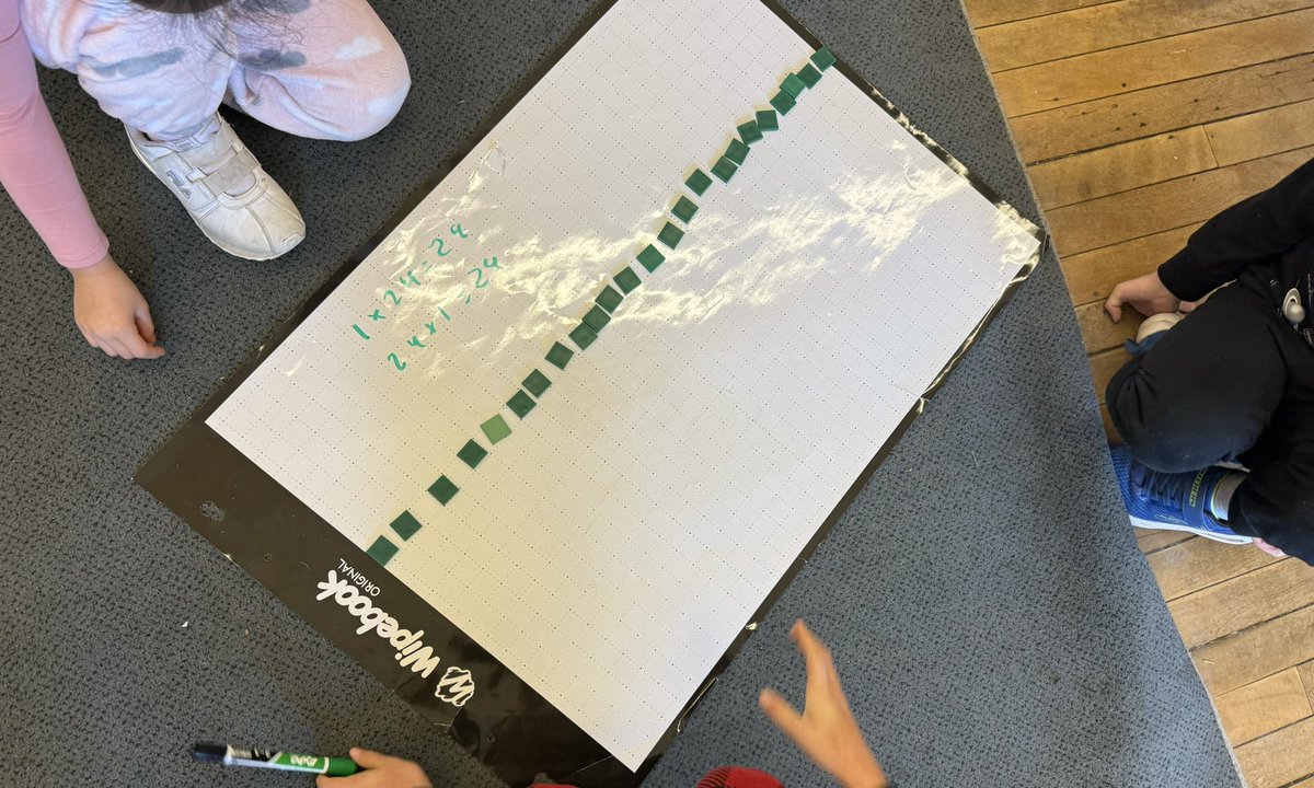 TylerAshford's tweet photo. We spent our Pyjama Day morning using arrays to find all the factors of 24. https://t.co/nHr1TiIuWq