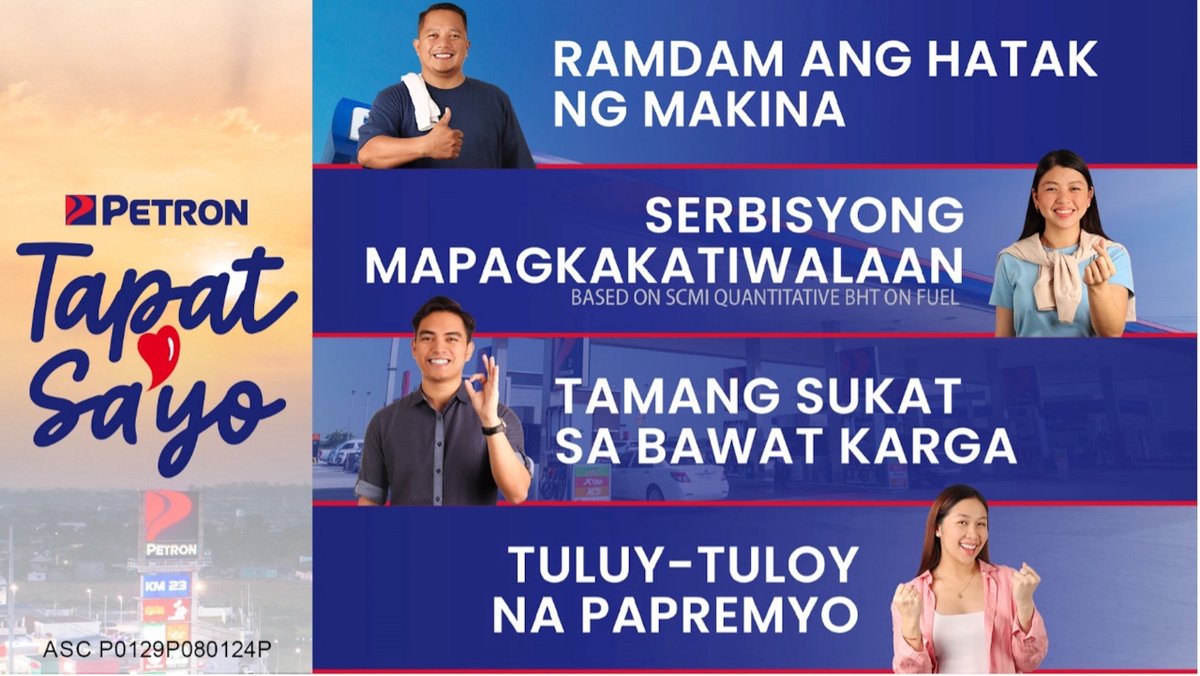TrffcNtwrk_Ph's tweet image. Petron Corporation, the Philippines’ leading oil company, is launching its latest campaign, “Tapat Sa’yo.”

Read it here, trafficnetworkph.com/petron-renews-…

#ElevateDigitalJourneys #PetronCorporation #TechDrivenConnectivity #TrafficNetworkPH