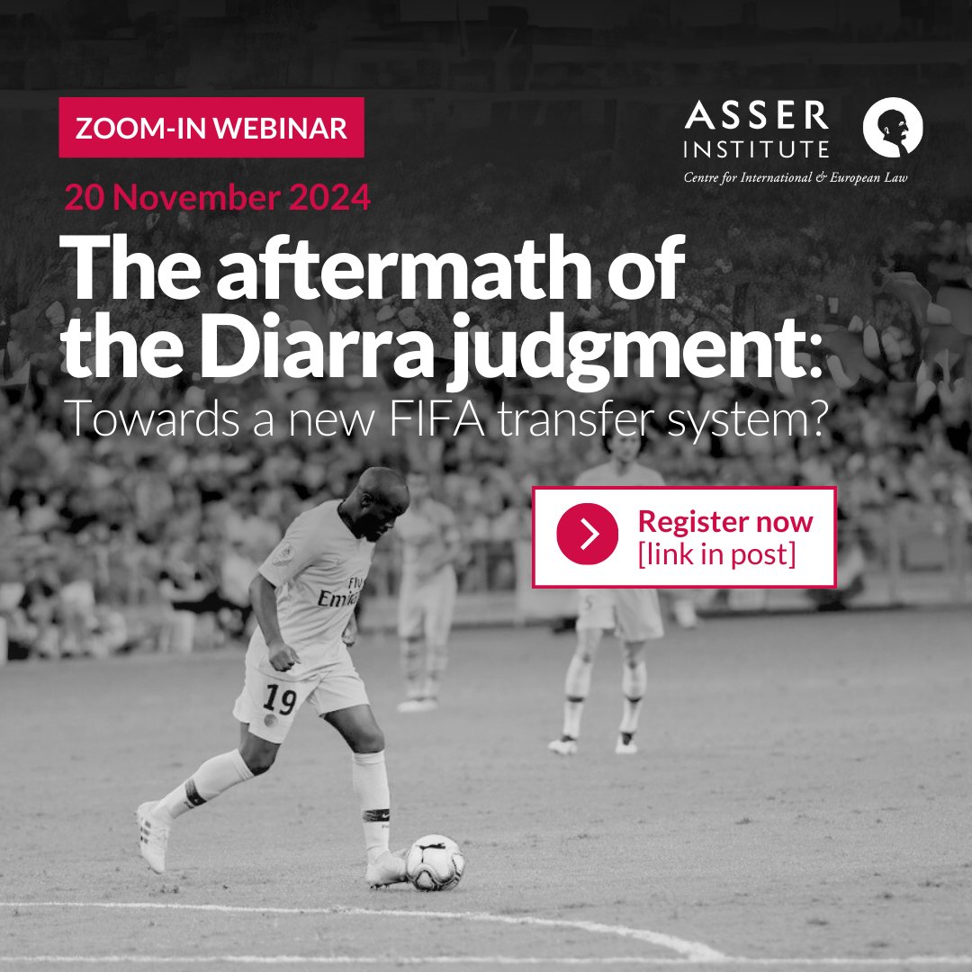 Antoine Duval (@ant1duval) on Twitter photo Join us on Wednesday (16:00-18:00 CET) for an exciting #ZoomIN webinar on the aftermath of the #Diarra judgement. 
<a href="/MarjolaineViret/">Marjolaine Viret, PhD</a> will moderate a discussion (followed by a Q&A) between <a href="/sszy/">Stefan Szymanski</a> & myself.
Free registration at asser.nl/education-even…
#Sportslaw #EUlaw #CJEU #RSTP Join us on Wednesday (16:00-18:00 CET) for an exciting #ZoomIN webinar on the aftermath of the #Diarra judgement. 
<a href="/MarjolaineViret/">Marjolaine Viret, PhD</a> will moderate a discussion (followed by a Q&A) between <a href="/sszy/">Stefan Szymanski</a> & myself.
Free registration at asser.nl/education-even…
#Sportslaw #EUlaw #CJEU #RSTP
