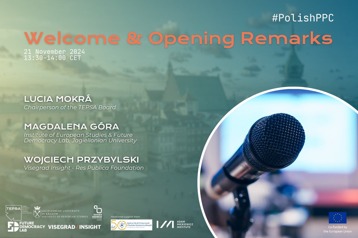 tepsaeu's tweet photo. Don't miss the chance to kick off the #PolishPPC🇵🇱 with inspiring opening remarks from Lucia Mokrá, Magdalena Góra, and Wojciech Przybylski! 🌍✨ Join us for thought-provoking insights from #Warsaw
Register now! 👉 https://t.co/rfJvPLMoaN @JagiellonskiUni @ISE_UJ @VisegradInsight