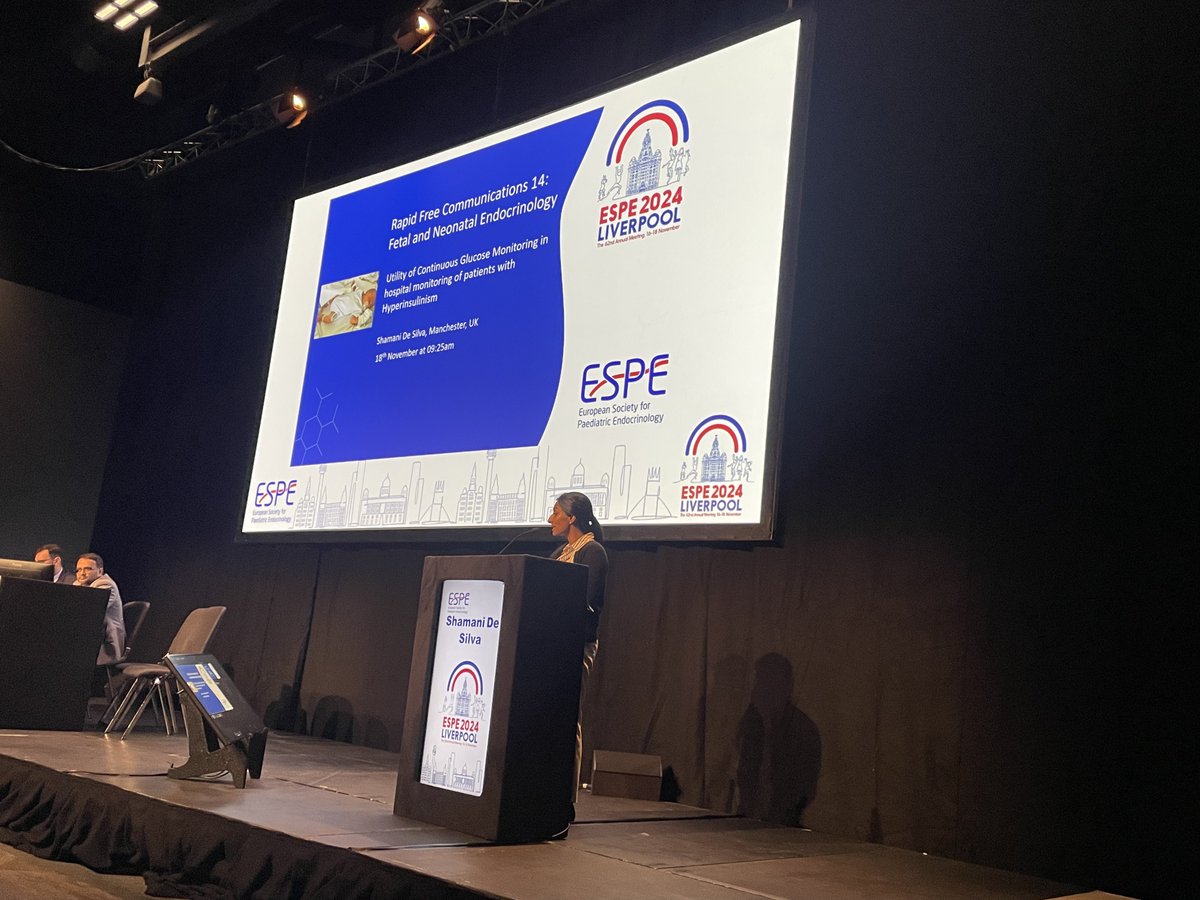 Congratulations to Dr Shamani De Silva, NW paediatric registrar, for presenting her excellent work on the 'Utility of Continuous Glucose Monitoring in Hospital Monitoring of Patients with Congenital Hyperinsulinism' at #ESPE2024. Well presented and great work Shamani! 🎉👏☺️