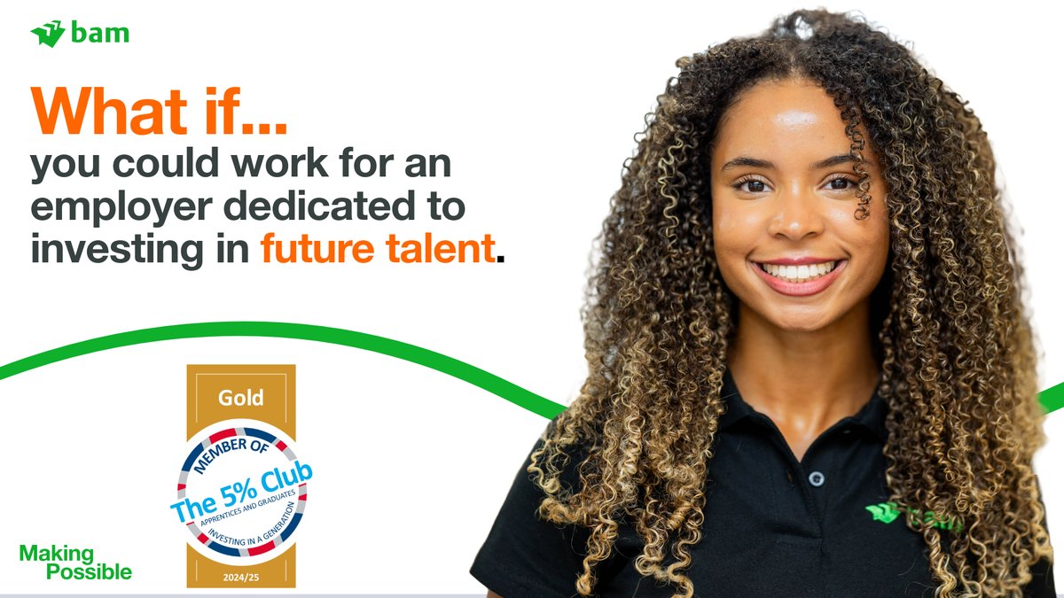 BAM has been awarded Gold membership of the 5% Club, an organisation dedicated to employers committed to earn and learn as part of building and developing the workforce.

#EarlyCareers
