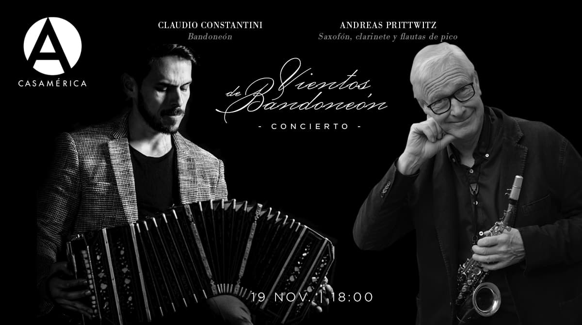 🪗🇦🇷 Concierto 'Vientos de bandoneón'. Se presentarán obras de: J.S. Bach, Astor Piazzola, Carlos Gardel, Ernesto Nazareth, entre otras.

🗣️ Con <a href="/consclau/">Claudio Constantini</a> y Andreas Prittwitz.
📅 19/11.
⌚️ 18.00 h.
🎫 Entrada libre.
🔗 casamerica.es/musica/vientos…